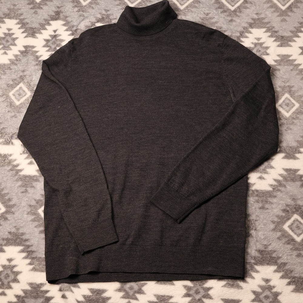 H&M Merino Wool Turtleneck Sweater Charcoal Grey Mens Large L 0496685002